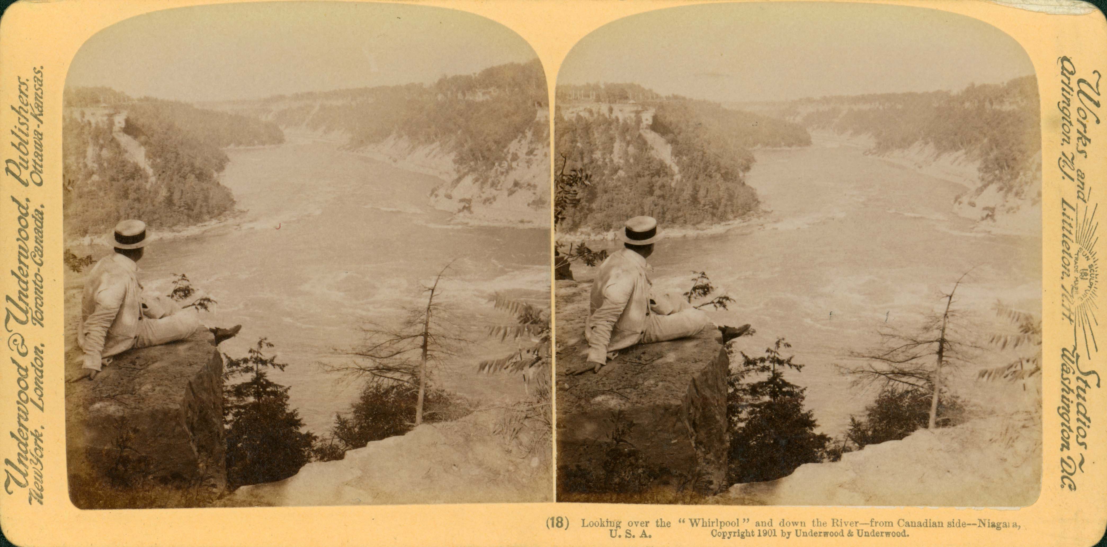  Postcard of whirlpool and river